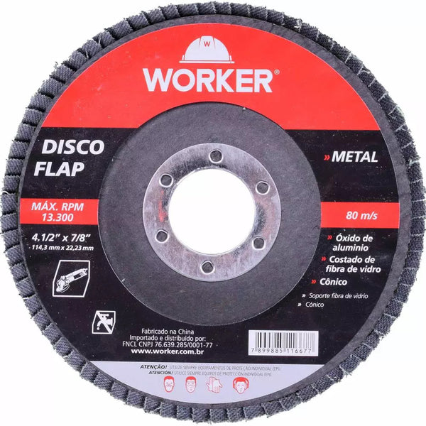 Disco Flap Curvo 115mm Grão 40 Worker
