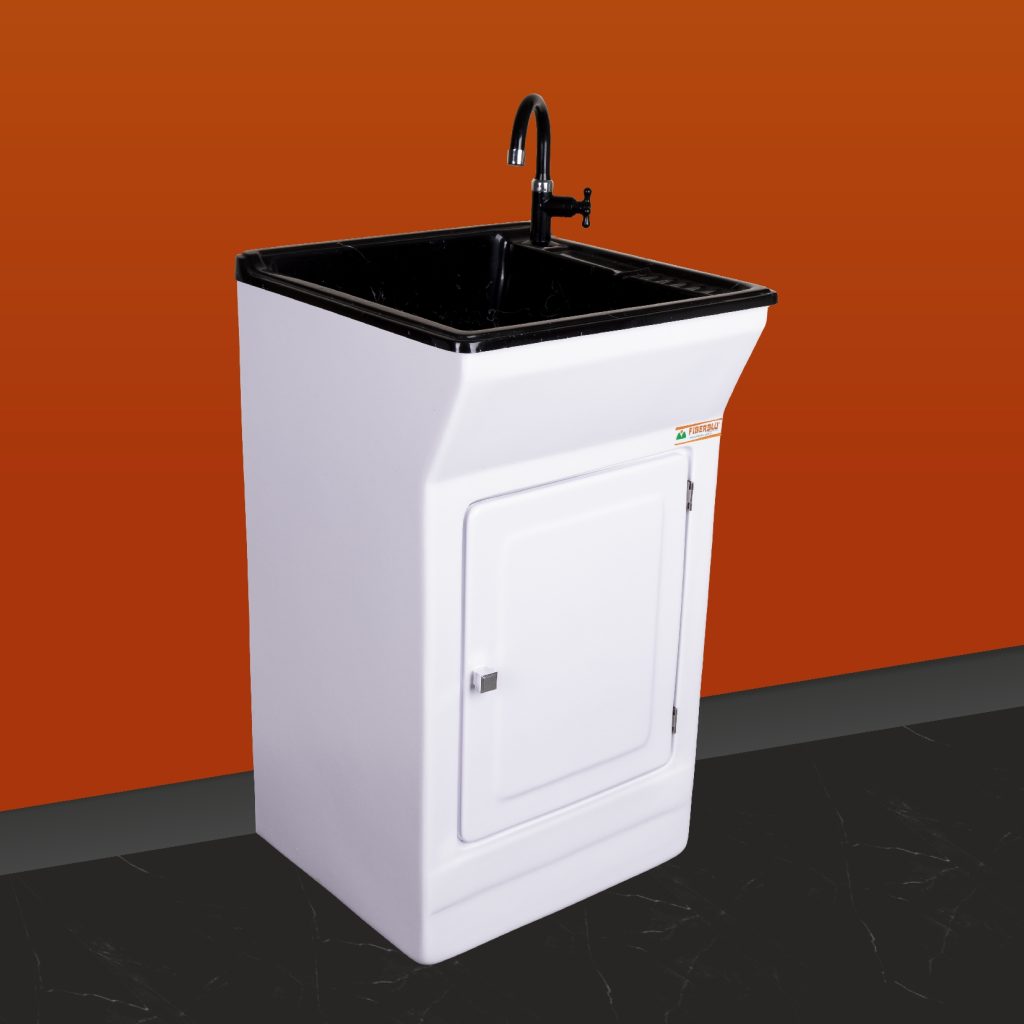 Tanque De Bancada Fiberblu 40l Com Porta E Torneira Preto