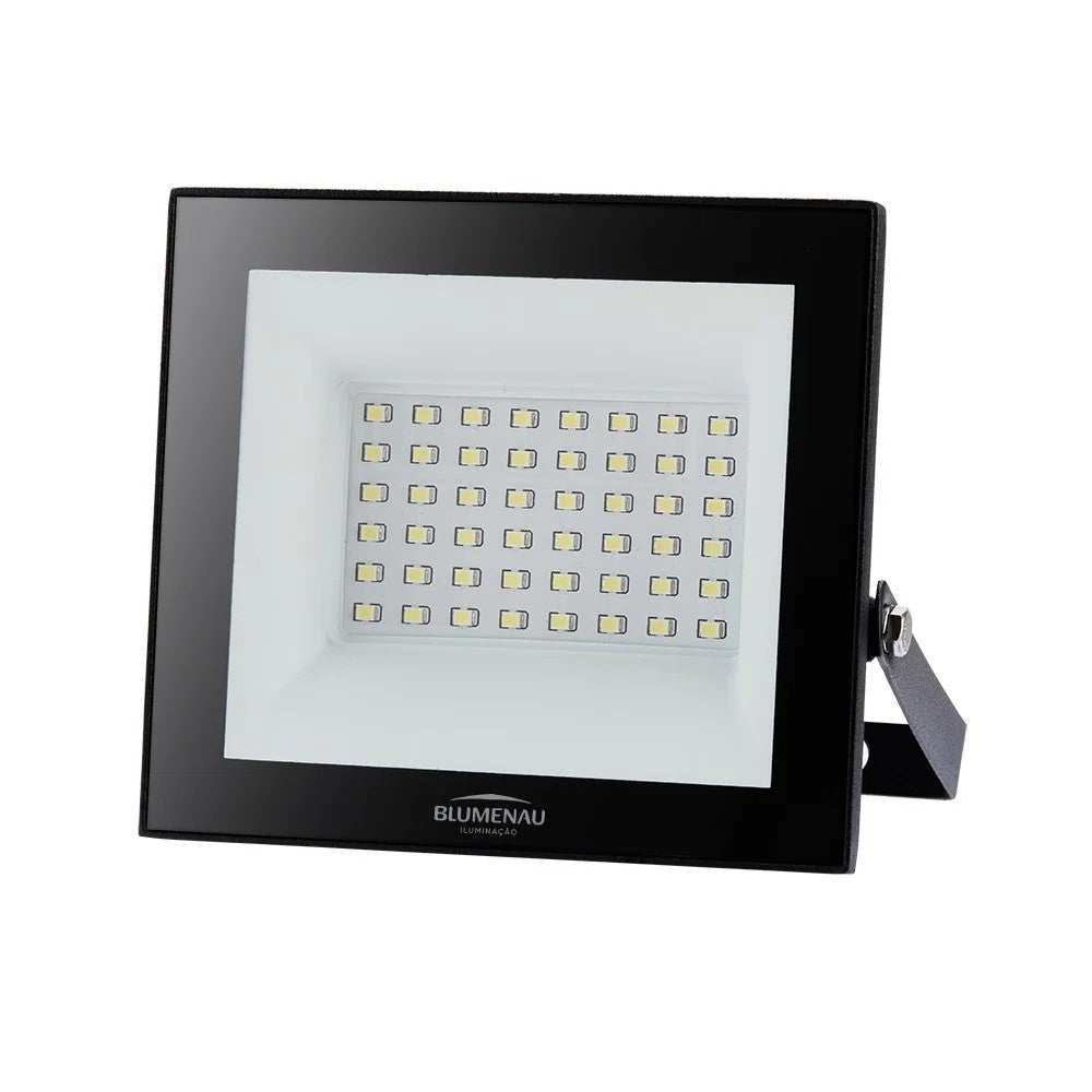 BLUMENAU REFLETOR ALUM QUAD IP66 50W BIVOLT 6500K PRETO