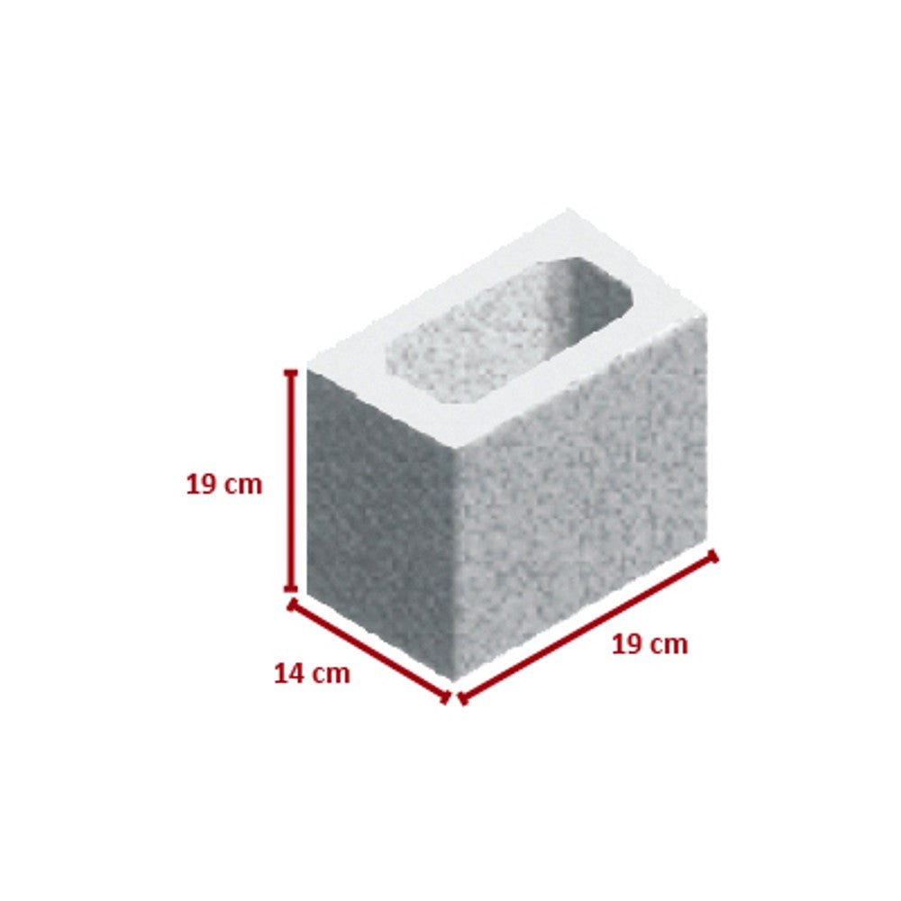 Bloco estrutural 14 x 19 x 19 cm