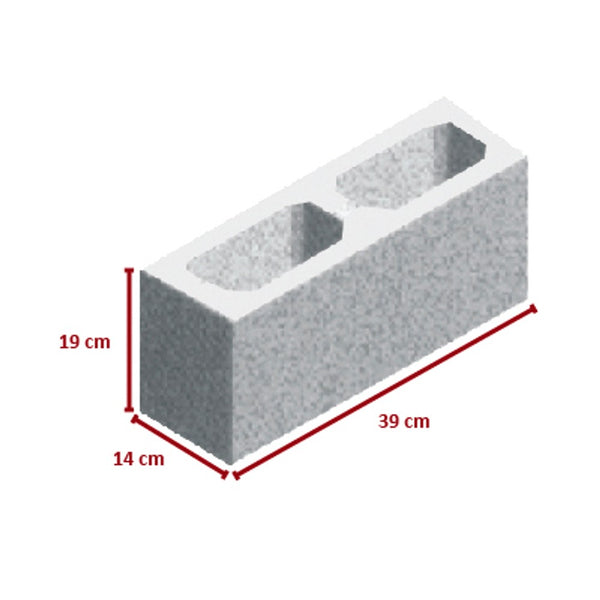 Bloco estrutural 14 x 19 x 39 cm