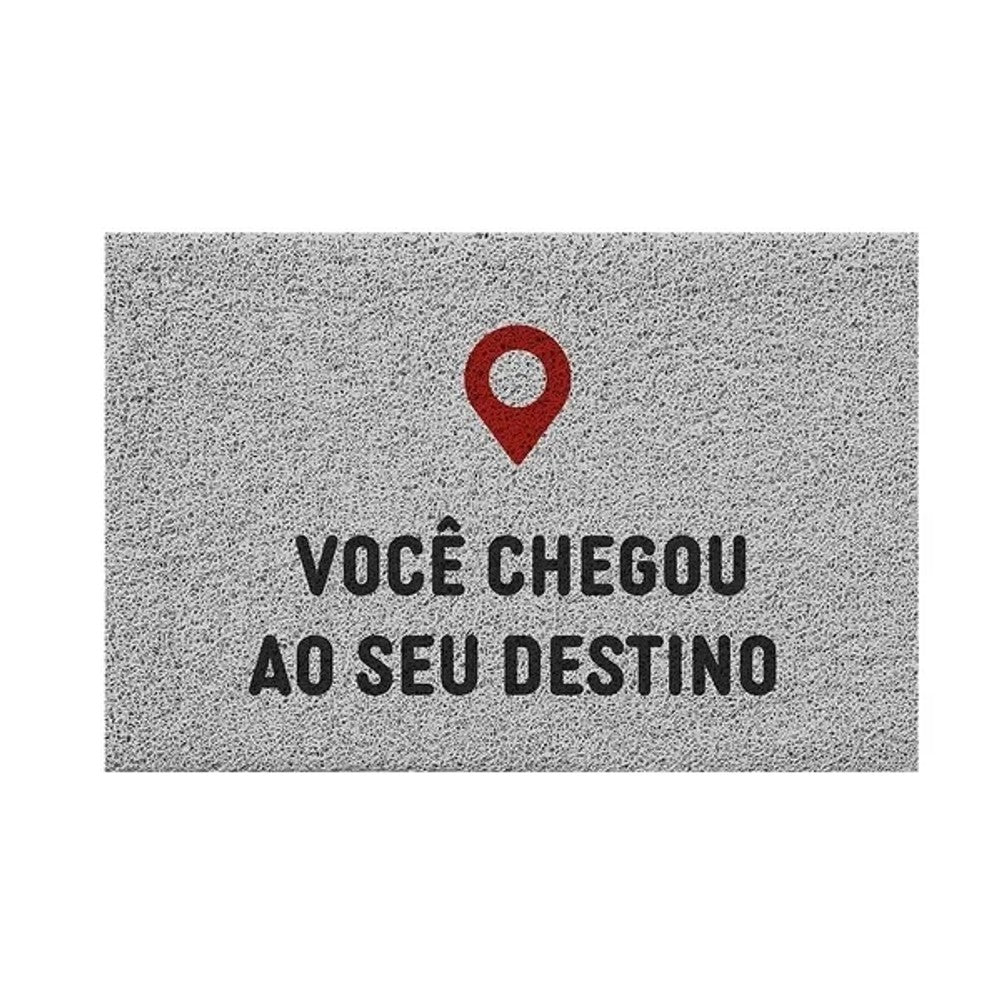 Capacho vinílico estampado destino cinza 60x40cm