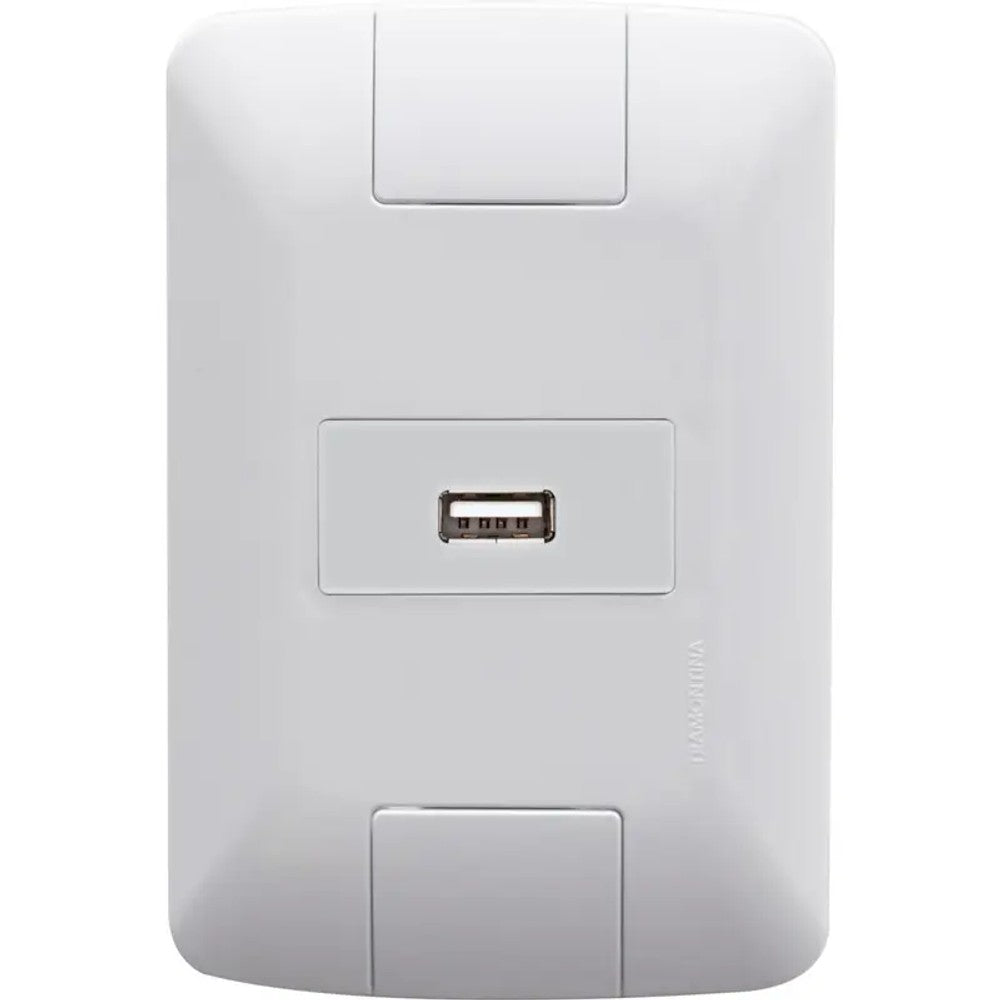 Conjunto 1 tomada usb 15a bivolt aria branco