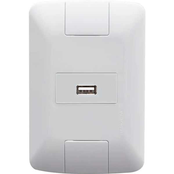 Conjunto 1 tomada usb 15a bivolt aria branco