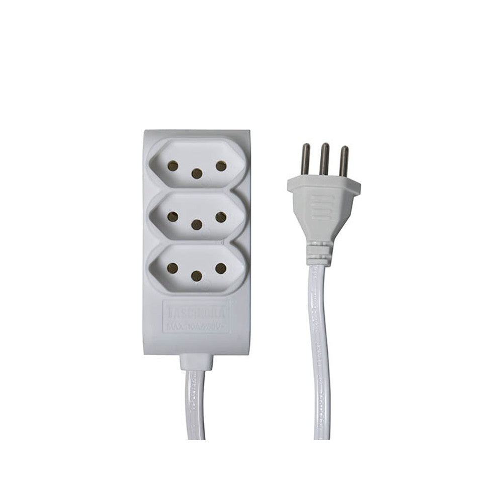 Extensão 3 tomadas 2p+t 15cm 10a branca