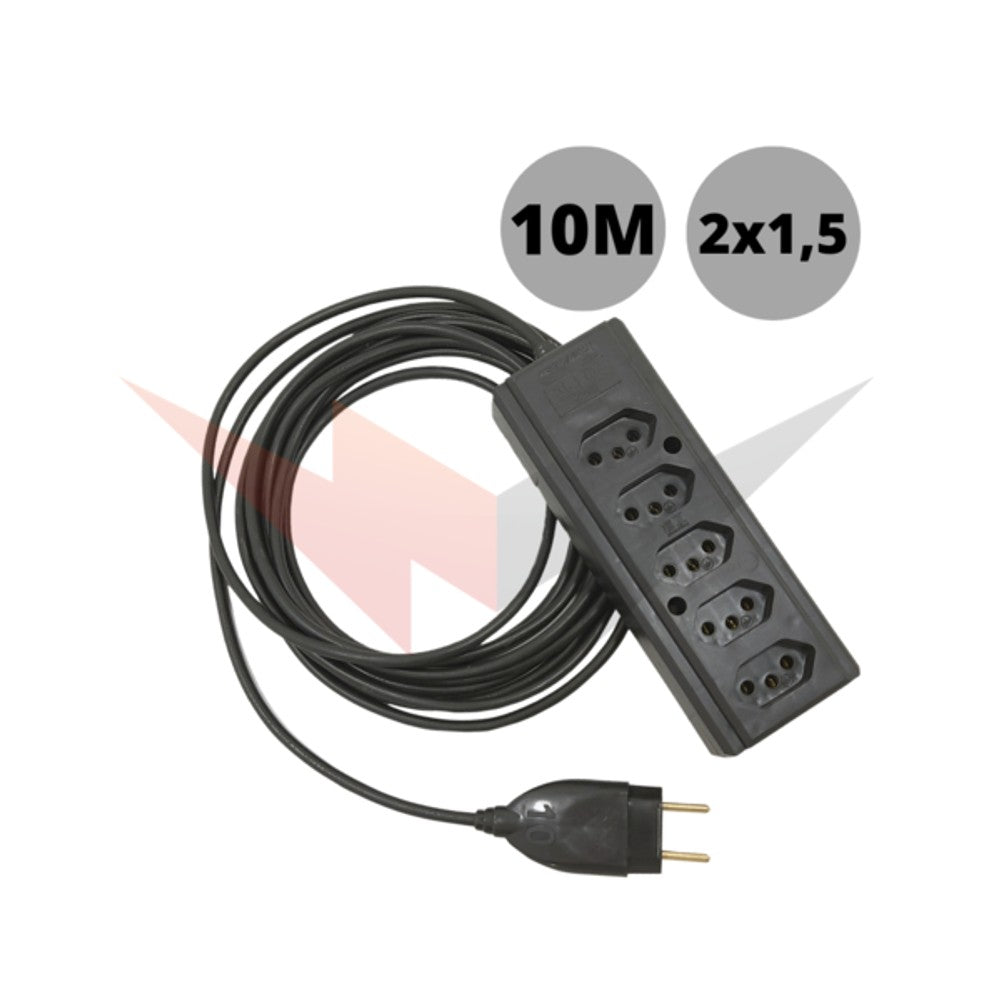 Extensão elétrica pp 2x1,50mm 10 metros preta