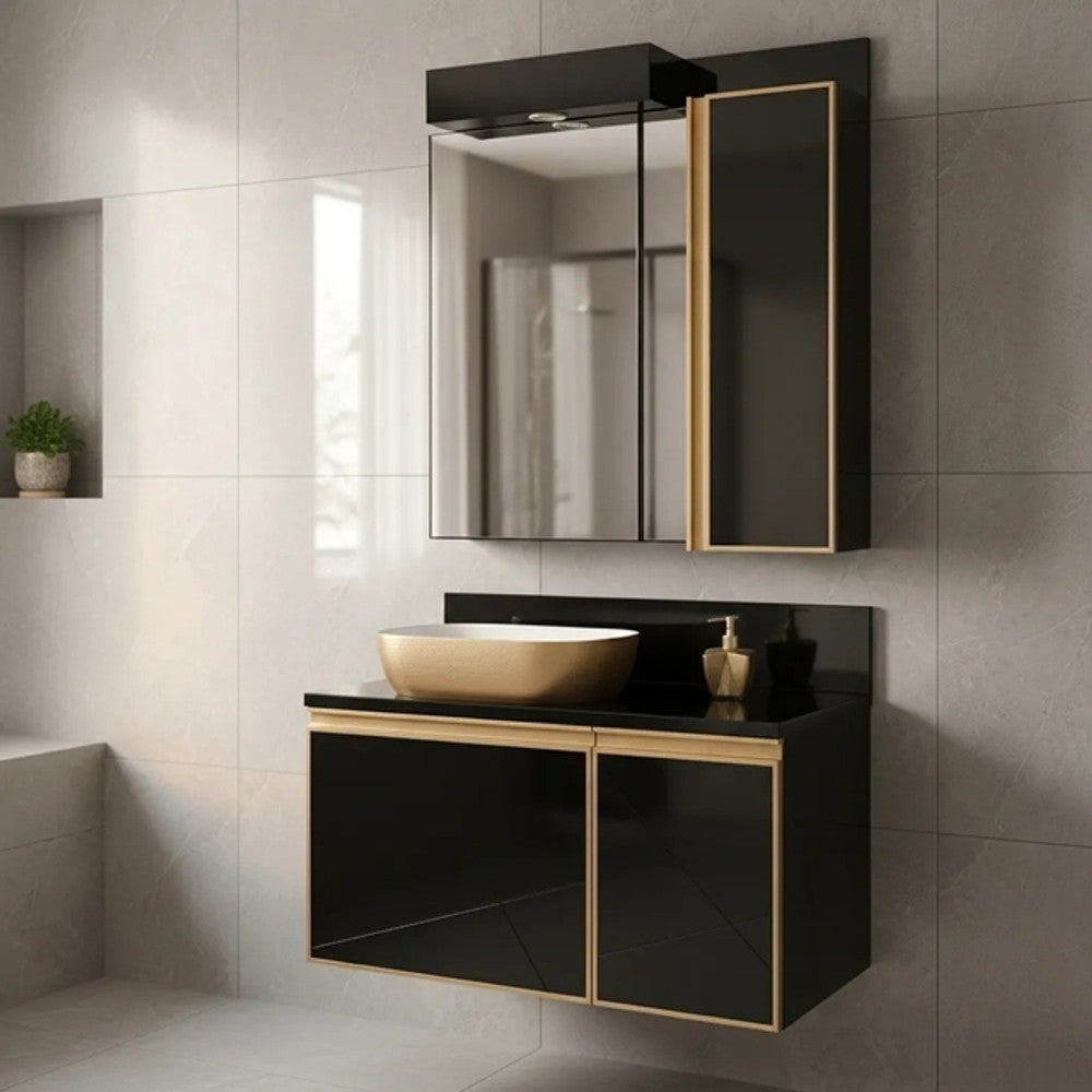 Gabinete para banheiro massimo 90 scuba onix preto