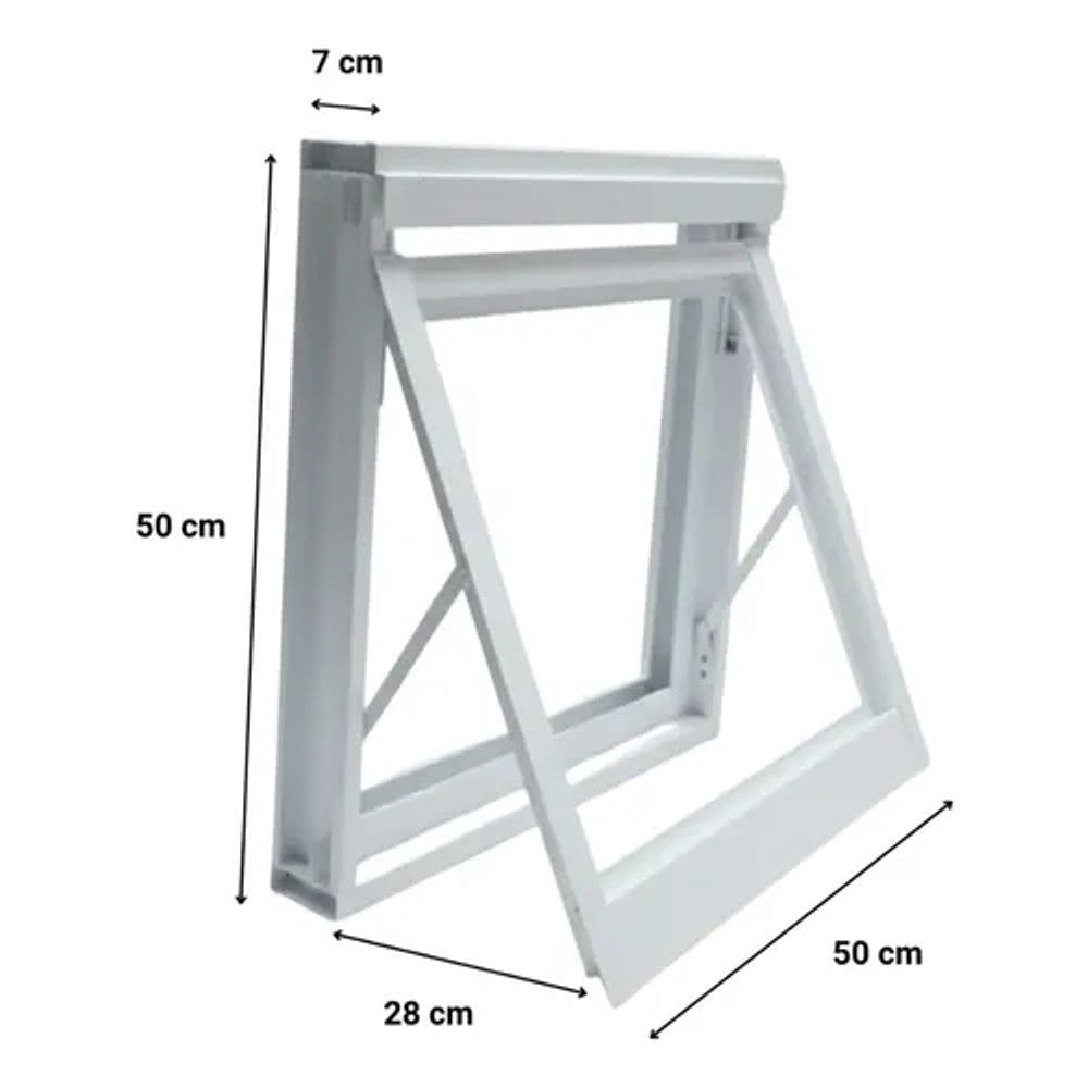 Janela maximoar alumínio branco 50x50cm 28mm