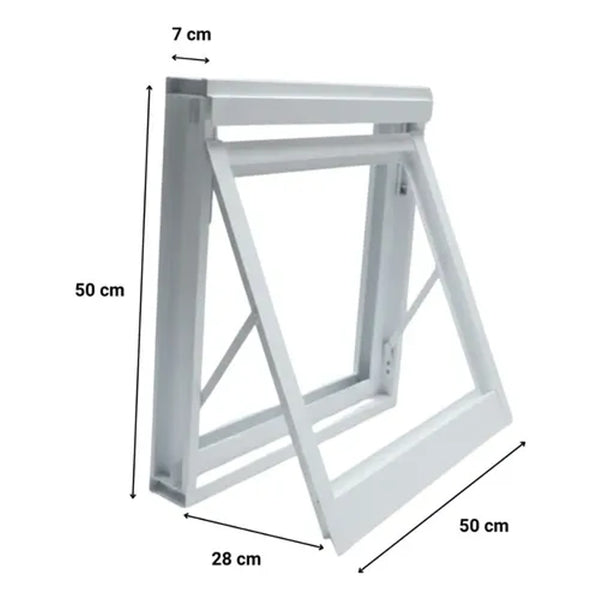 Janela maximoar alumínio branco 50x50cm 28mm