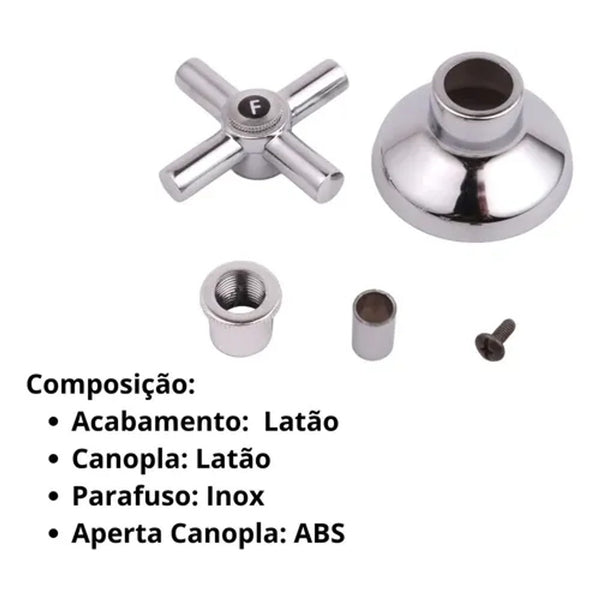 Kit acabamento para registro c30 com canopla e botão
