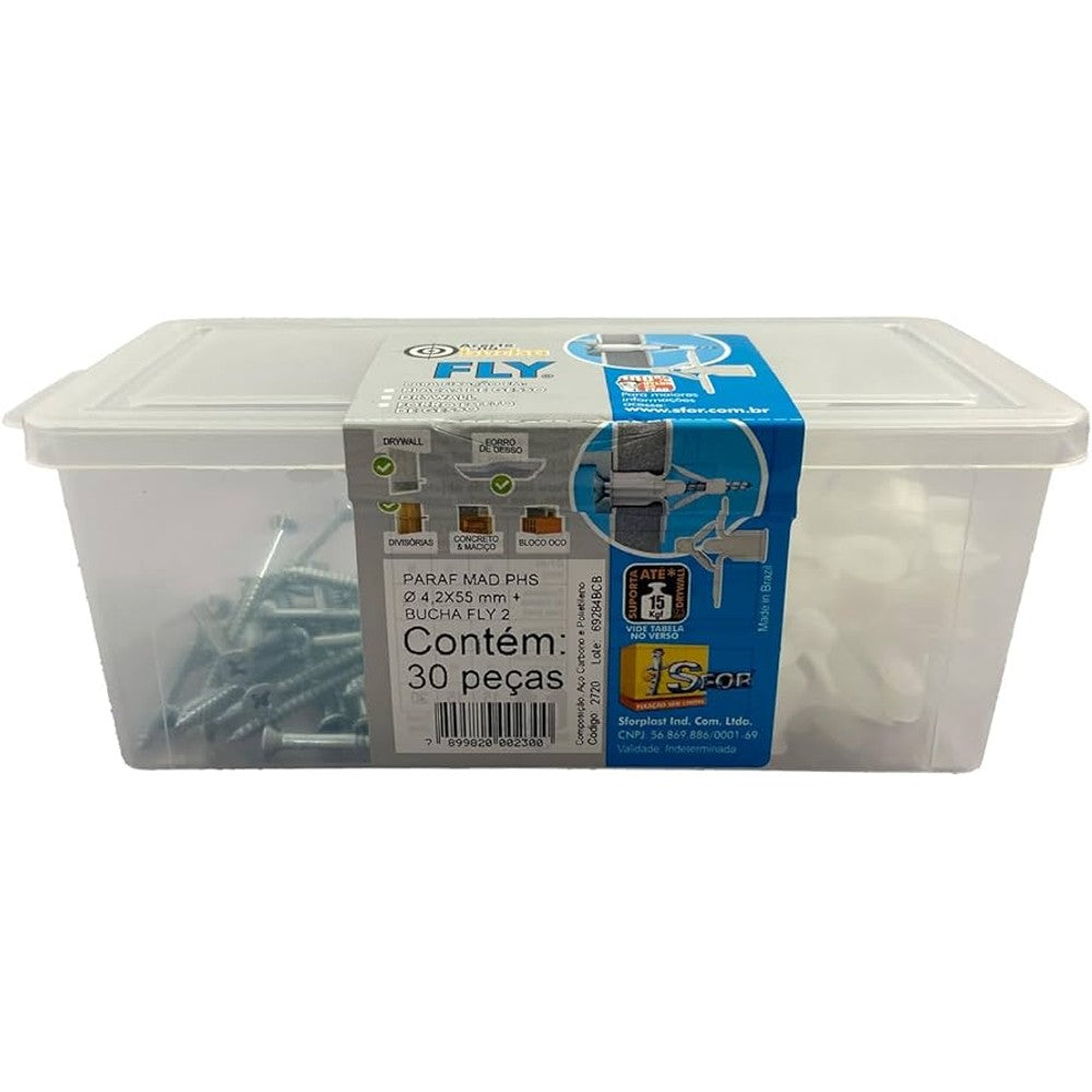 Kit bucha fly 2 com parafuso 4,2x55mm 60 peças