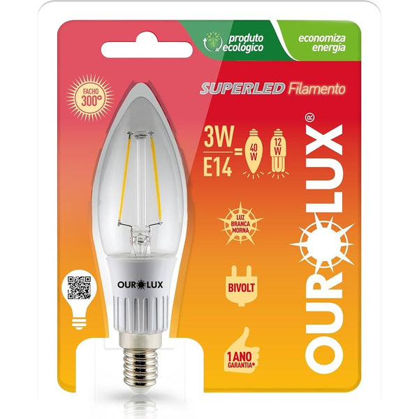 Lâmpada Led Vela 3w 2700k Brasilux E14 E27