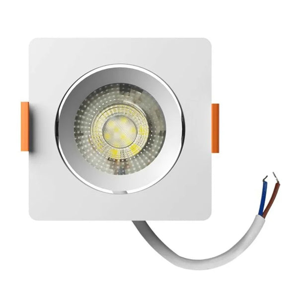 Luminária spot led de embutir quadrada branca 5w 3000k