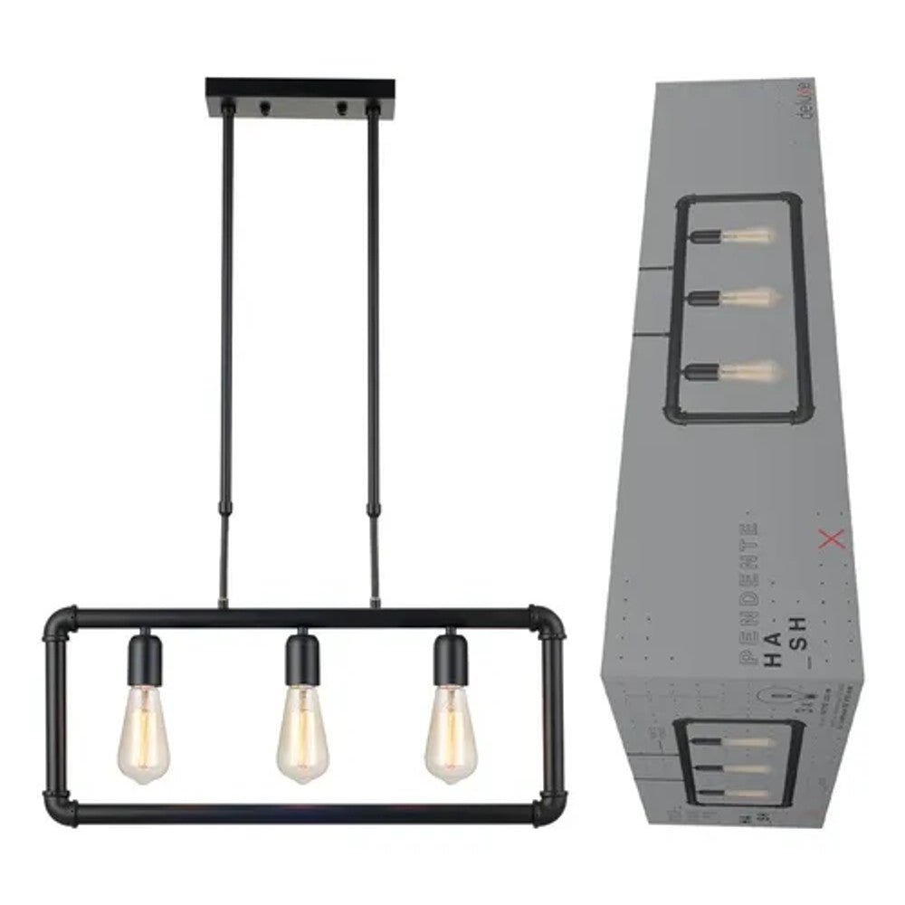 PENDENTE METAL 3XE27 40W 31X40CM PRETO