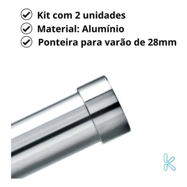 Ponteira piston para cortina 28mm branca