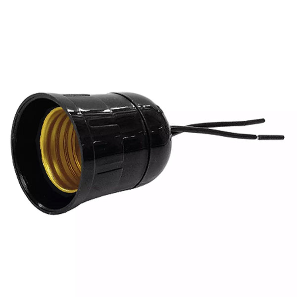 Porta lâmpada com rabicho e27 preto