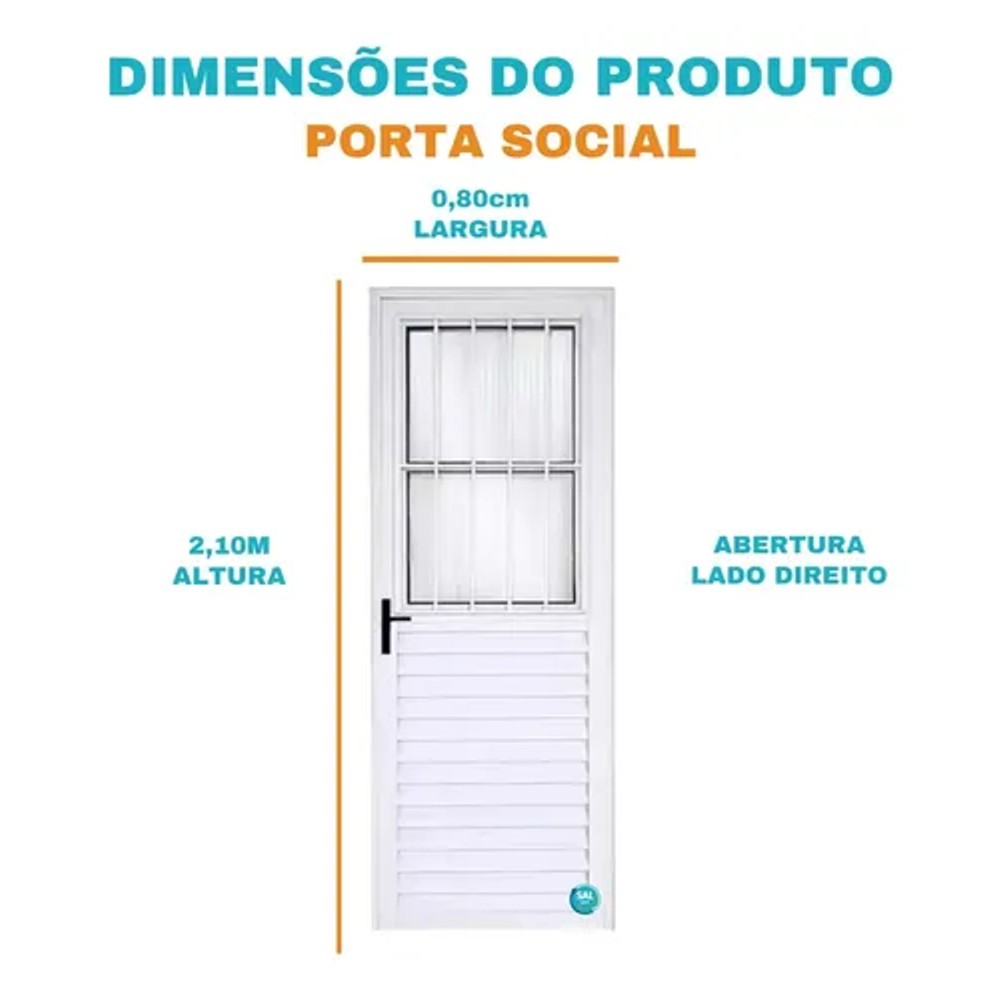 Porta soca 3x14 g2l 80cm abertura direita