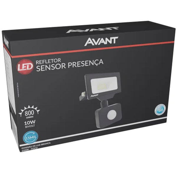 Refletor Led 10w Com Sensor 6500k Preto