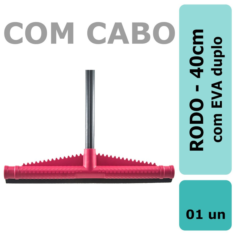 Rodo com borracha dupla e cabo 40cm