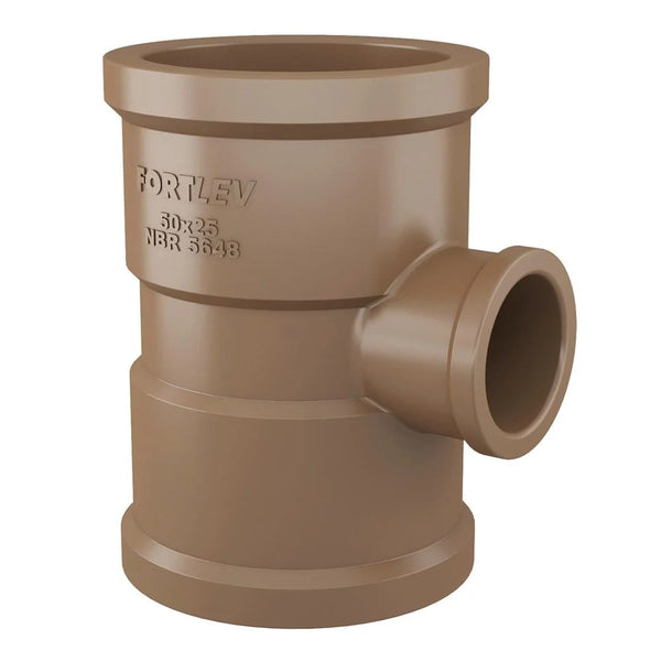 Tê de redução soldável 32x25mm em PVC