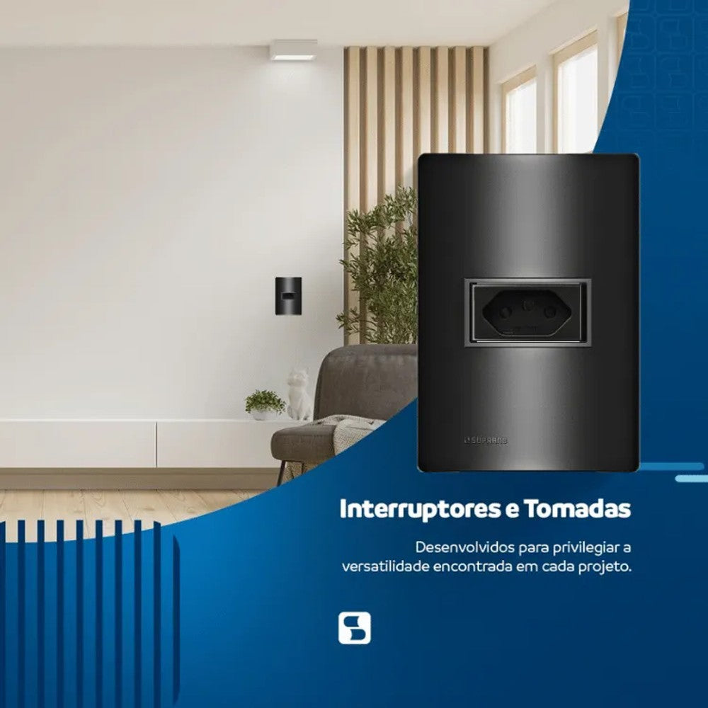 Tomada 10a 250v 4x2 revitá carbono