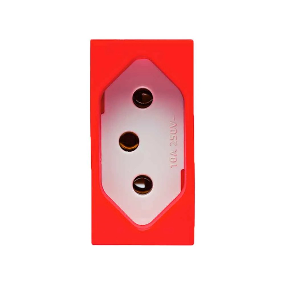 Tomada 2p+t 10a revita branco e vermelho