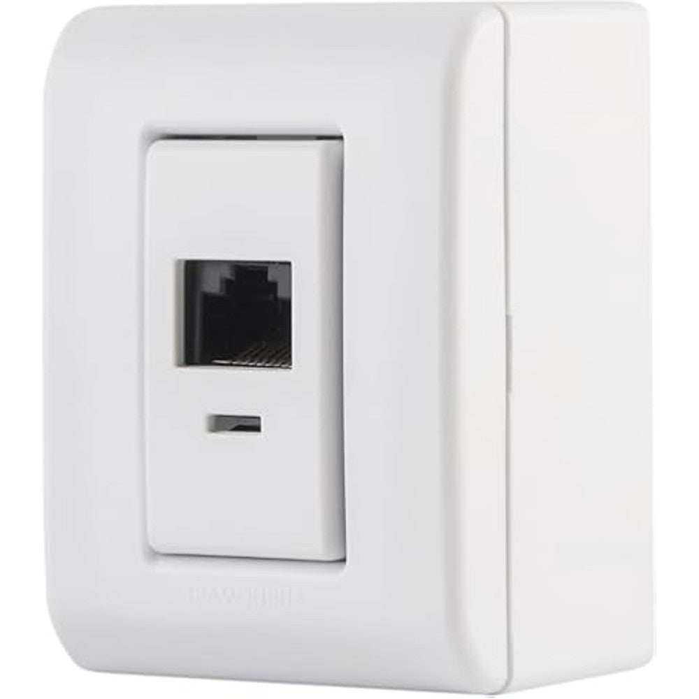 Tomada de sobrepor RJ45 e RJ11 branca