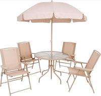 Conjunto Jardim Malibu Mor 4 Cadeiras Mesa E Guarda-Sol Bege