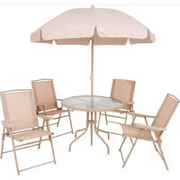 Conjunto Jardim Malibu Mor 4 Cadeiras Mesa E Guarda-Sol Bege