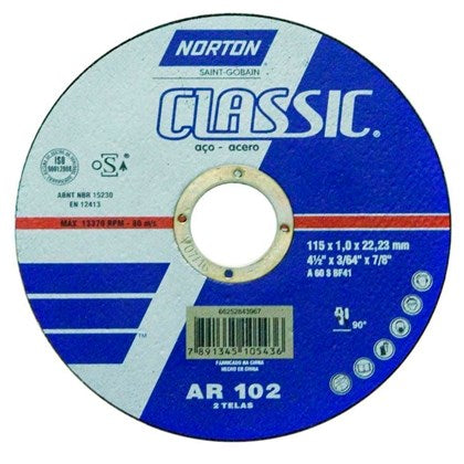 DISCO CORTE NORTON ACO / INOX 4.1/2" (115X1,00X22,23) AR102