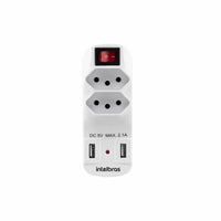 Adaptador Intelbras Eac 1002 Com 2 Tomadas E 2 Portas Usb