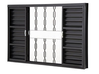 Janela De Aço Veneziana Com Grade Metalúrgica Neves 100x100cm