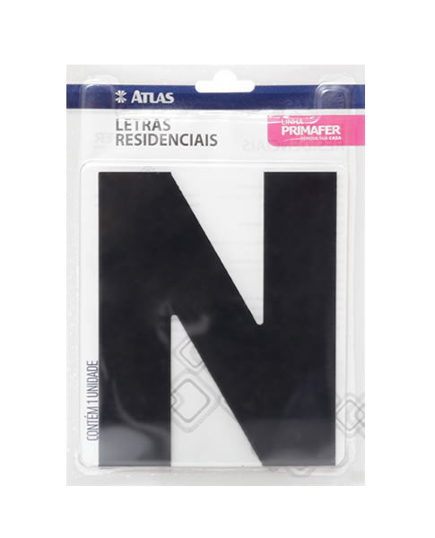Letra Adesiva N Em Acm Prata E Preto 12,5cm Atlas