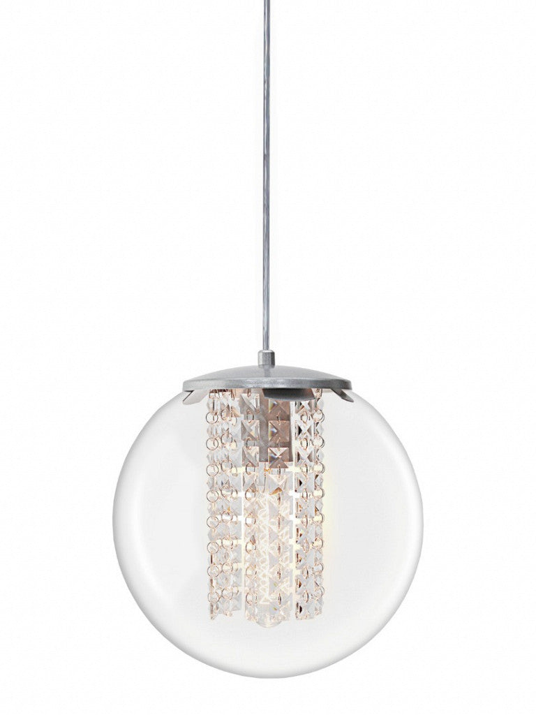 Pendente Taschibra Sfera Cristal E27 Transparente Prata