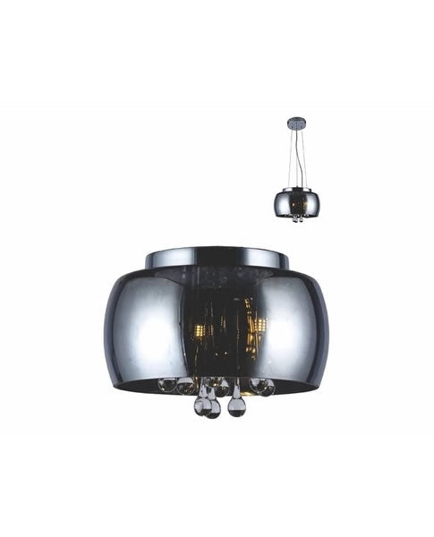 Pendente Plafon Cristal Taschibra Coliseu 300 3xg9 Fume