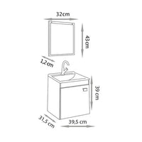 Kit Gabinete Suspenso 40cm Com Espelho Fabribam Nogal E Branco
