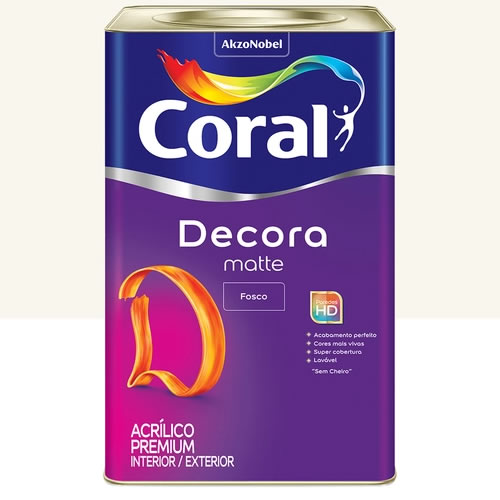 CORAL DECORA MATTE ACRILICO PREM. FOSCO 18LTS BRANCO