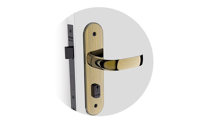 Fechadura Externa Soprano Ícaro Reta 59mm Antique Brass