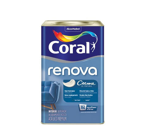 Tinta Acrílica Coral Renova Paredes E Teto 16l Branco Premium