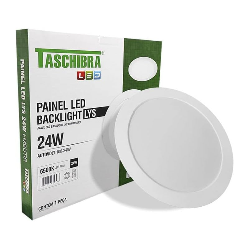 PLACA LED TASCHIBRA LYS EMBUTIR REDONDO 24W 6500K BIVOLT