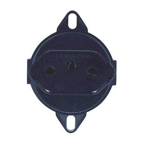 Tomada Tramontina 2 Polos 10A 250V Preta Para Caixa De Piso