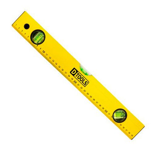Nível De Alumínio Tubular 40cm Dtools Com 3 Bolhas E Régua