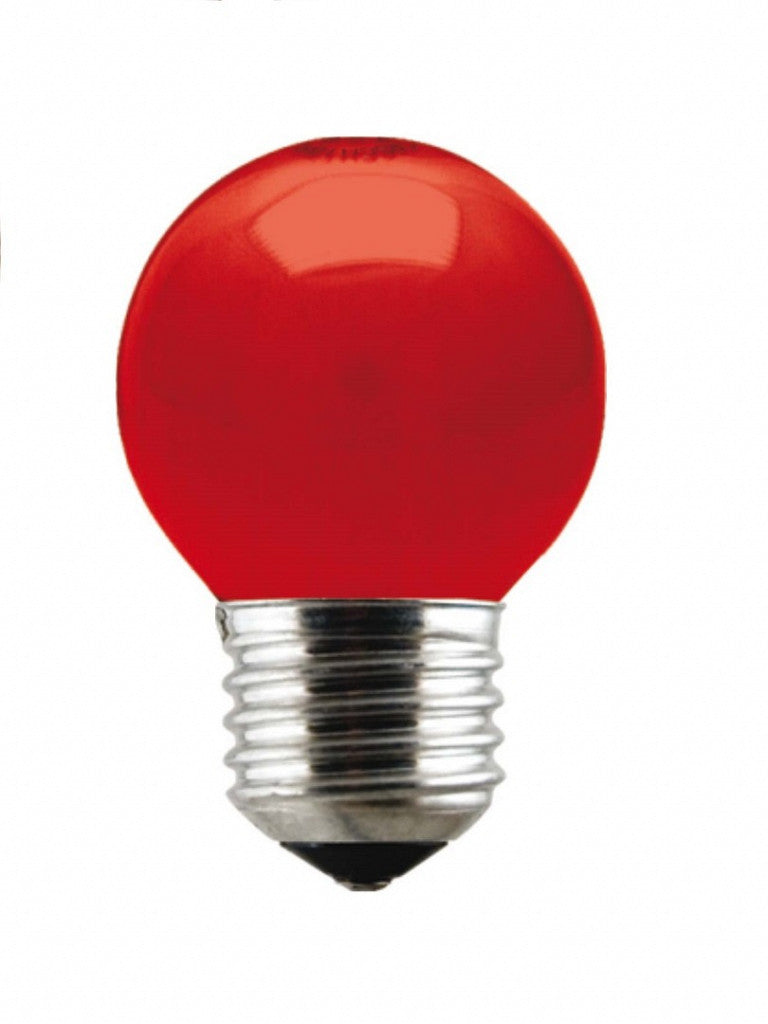 LAMPADA COLOR BOLA 15 W VERMELHA  E-27
