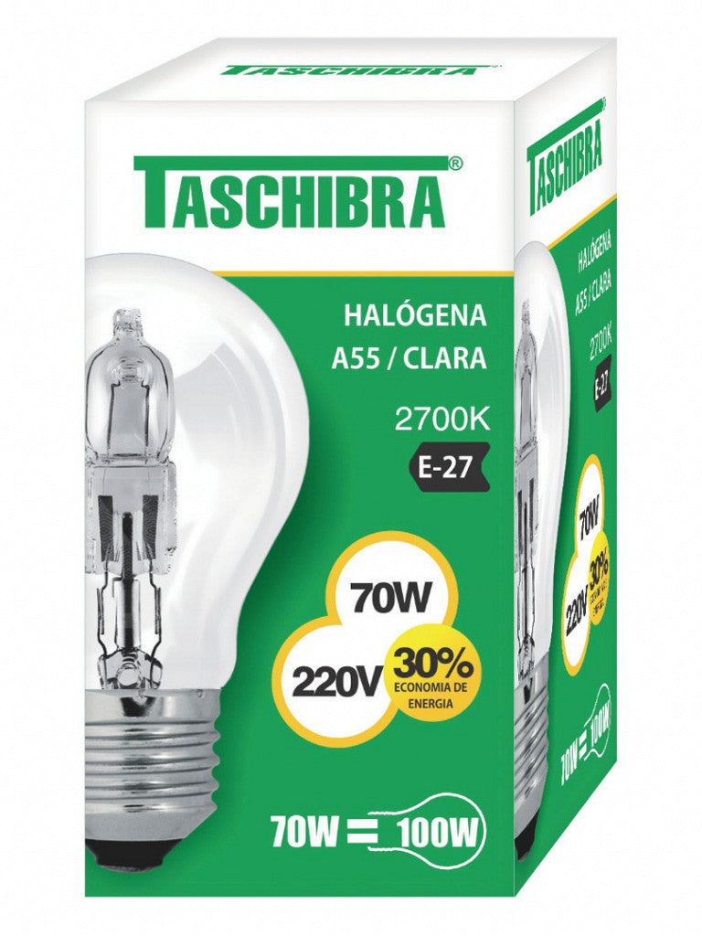 LAMPADA HALOGENA A55 70W 220V TASCHIBRA