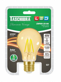 Lampada Led Filamento Vintage A60 Taschibra Autovolt Ambar 4w