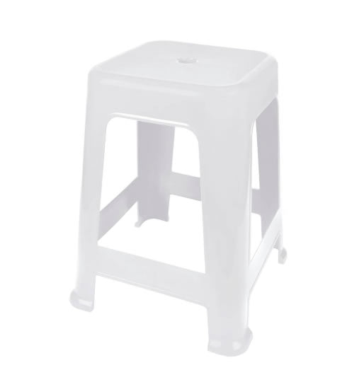 Banqueta Plástica Quadrada Mor 45cm Empilhável Branca