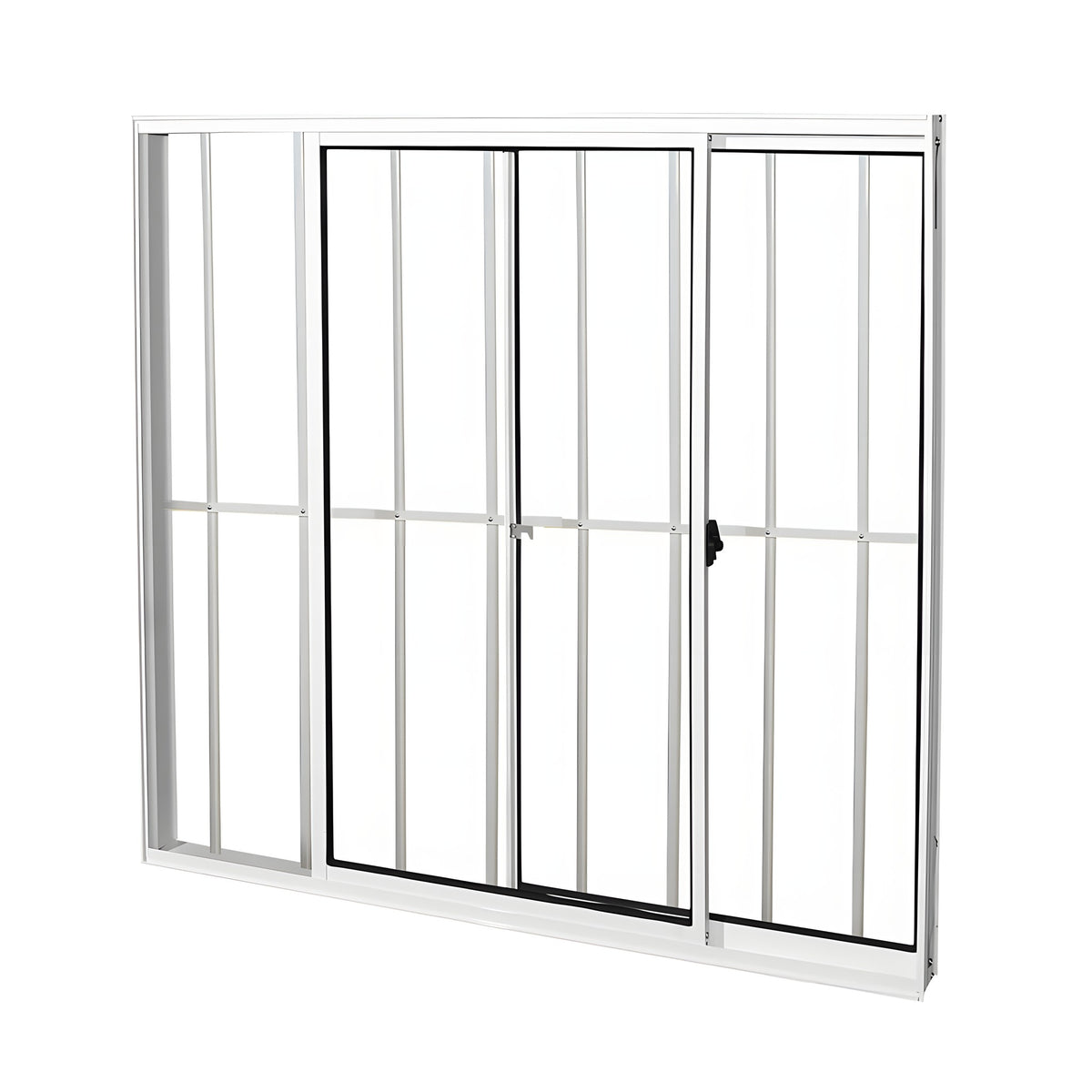 Vitrô Soft Alumínio Branco 2 Folhas 1 Fixa com Grade 72mm 100x120 Brasil