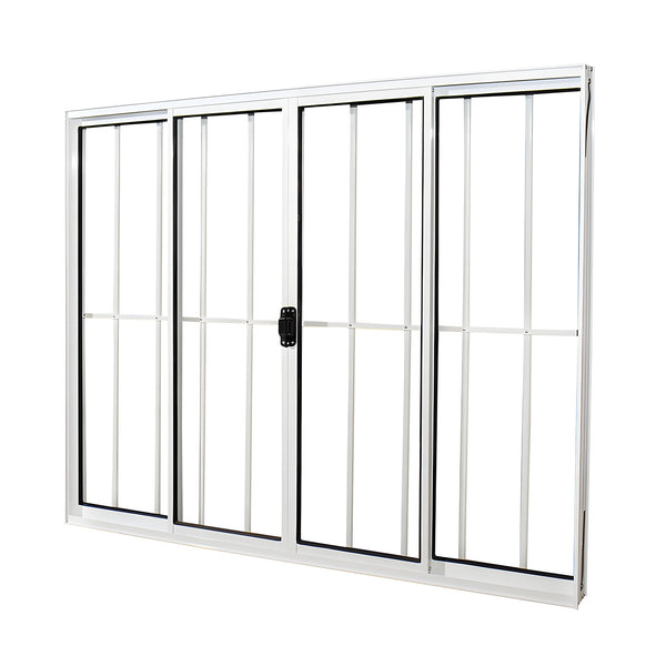 Vitrô Soft Alumínio Branco 4 Folhas com Grade 72mm 100x100