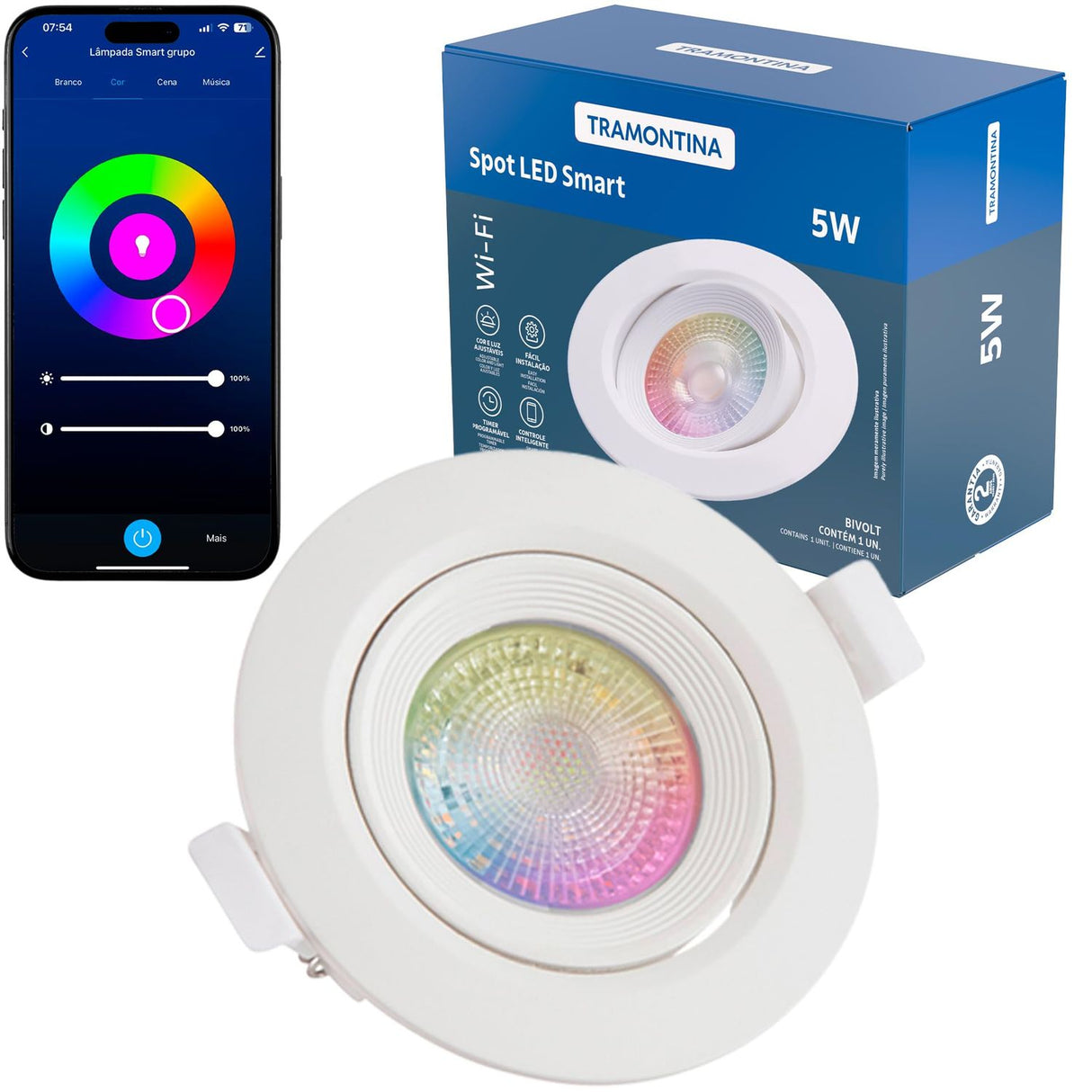 TRAMONTINA SPOT LED EMB REDONDO 5W 6500K