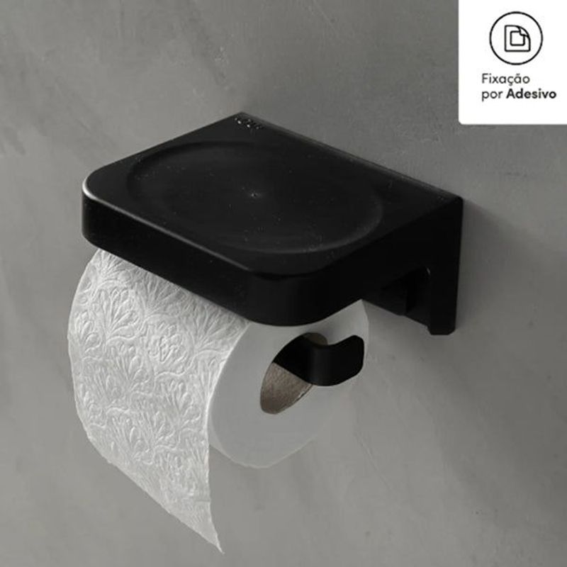 Porta Papel Higiênico de Parede Eleve Preto